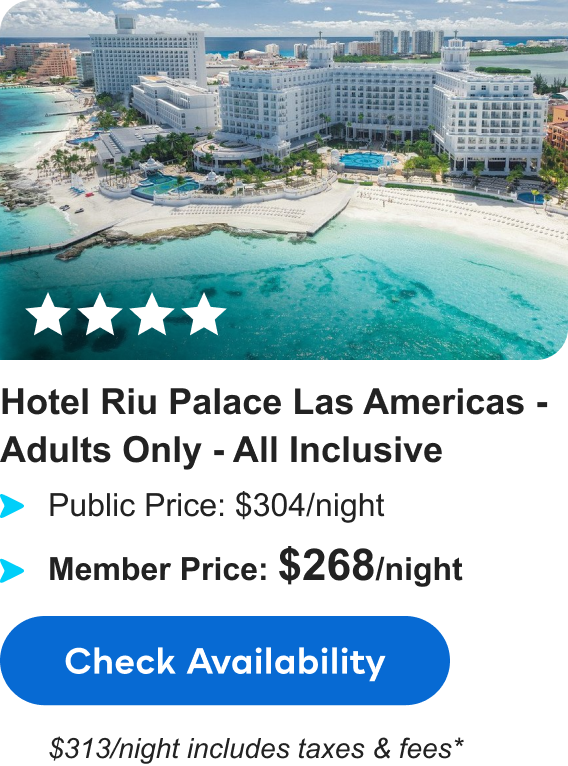 Hotel Riu Palace Las Americas - Adults Only - All Inclusive | **** | Public Price: $304/night | Member Price: $268/night | $313/night includes taxes & fees* | Check Availability&nbsp;