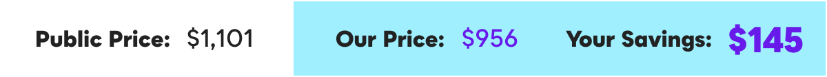 Public Price: $1,101 | Our&nbsp;Price:&nbsp;$956 | Your Savings: $145