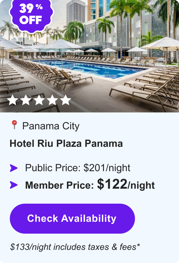 Hotel Riu Plaza Panama | Panama City | ***** | 39% OFF | Public Price: $201/night | Member Price: $122/night | $133/night includes taxes & fees* | Check&nbsp;Availability&nbsp;>